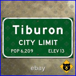 Tiburon California city limit San Francisco Bay shark 1956 road sign 21x12