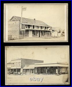 Two Very Rare California Town View CDVs of Benicia by Selleck Storefront Brewery Two Very Rare California Town View CDVs of Benicia by Selleck Storefront Brewery