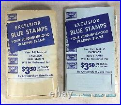 Two Vintage Excelsior Neighborhood San Francisco Blue Stamps Booklet With Stamps