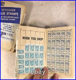 Two Vintage Excelsior Neighborhood San Francisco Blue Stamps Booklet With Stamps