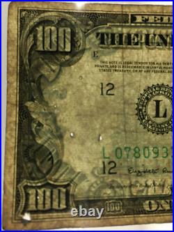 USA $100 Dollars banknote -1950 C. VG+. San Francisco, California. L07809336A