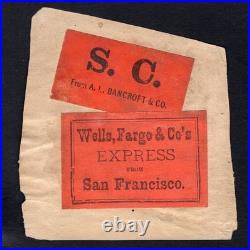 USA San Francisco Ca WELLS FARGO EXPRESS & SC Bancroft Co Labels on Piece