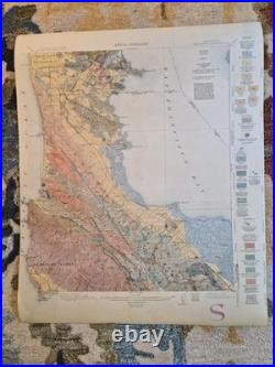 USGS 1913 San Mateo Quadrangle Geology Map San Francisco Bay California Antique