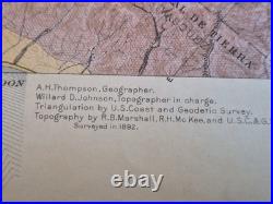 USGS 1913 San Mateo Quadrangle Geology Map San Francisco Bay California Antique