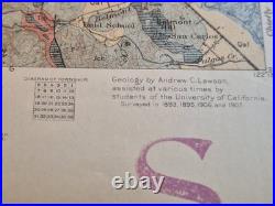 USGS 1913 San Mateo Quadrangle Geology Map San Francisco Bay California Antique