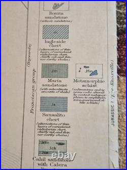 USGS 1913 San Mateo Quadrangle Geology Map San Francisco Bay California Antique