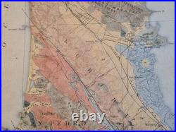 USGS 1913 San Mateo Quadrangle Geology Map San Francisco Bay California Antique