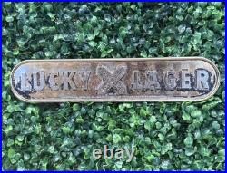 VTG 1950s Lucky Lager 11.5 Metal Beer Plaque San Francisco California Bar Decor