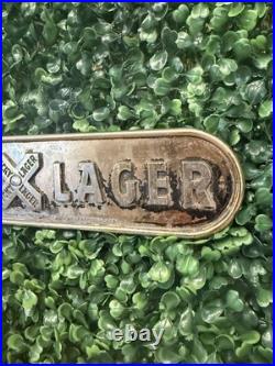 VTG 1950s Lucky Lager 11.5 Metal Beer Plaque San Francisco California Bar Decor