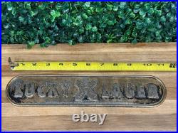 VTG 1950s Lucky Lager 11.5 Metal Beer Plaque San Francisco California Bar Decor