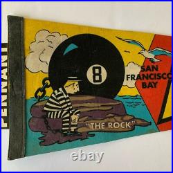 VTG Alcatraz The Rock San Francisco Bay CA Souvenir Pennant Flag 27 with Tag