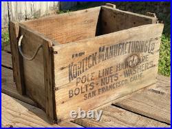 VTG Kortick Pole Line Hardware Wooden Advertising Crate San Francisco California