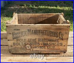 VTG Kortick Pole Line Hardware Wooden Advertising Crate San Francisco California