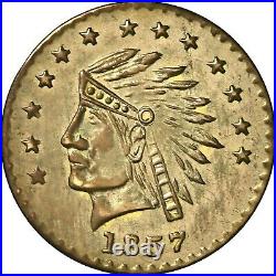 Very Scarce 1857 13 Star Indian Hd California Gold Token Variety R7