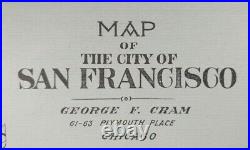Vintage 1900 SAN FRANCISCO CALIFORNIA Map 22x14 Old Antique Original PRESIDIO