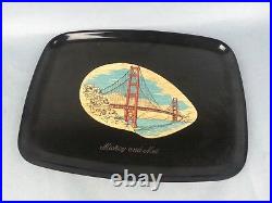 Vintage 1960s Couroc Monterey Serving Tray Golden Gate Bridge San Francisco