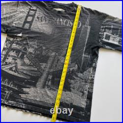 Vintage 1990s San Francisco California All Over Print AOP Fader Tee Size XL