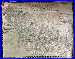 Vintage 24 x 36 1916 Linen Backed Map Oakland San Francisco CA H. A. Candrian