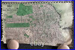 Vintage 24 x 36 1916 Linen Backed Map Oakland San Francisco CA H. A. Candrian
