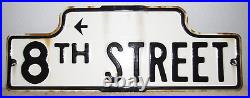 Vintage 8th Street White & Black Porcelain Street Sign San Francisco, CA