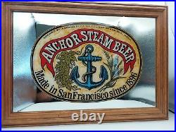 Vintage Anchor Steam Beer Sign Bar Back Mirror 1968 San Francisco California