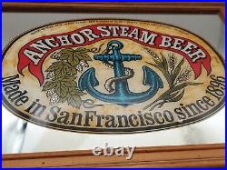 Vintage Anchor Steam Beer Sign Bar Back Mirror 1968 San Francisco California