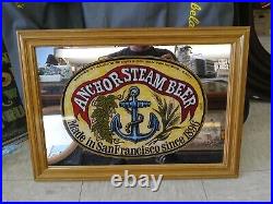 Vintage Anchor Steam Beer Sign Bar Mirror 1968 San Francisco California