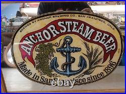 Vintage Anchor Steam Beer Sign Bar Mirror 1968 San Francisco California