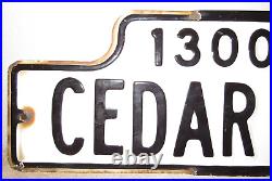 Vintage Cedar Ave. White & Black Porcelain Street Sign San Francisco, CA