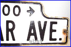 Vintage Cedar Ave. White & Black Porcelain Street Sign San Francisco, CA