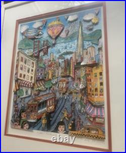 Vintage Charles Fazzino San Francisco California 3-D Framed Art Painting 1980's