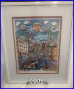 Vintage Charles Fazzino San Francisco California 3-D Framed Art Painting 1980's