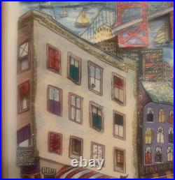 Vintage Charles Fazzino San Francisco California 3-D Framed Art Painting 1980's