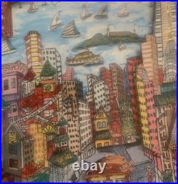 Vintage Charles Fazzino San Francisco California 3-D Framed Art Painting 1980's