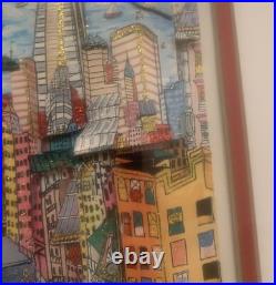 Vintage Charles Fazzino San Francisco California 3-D Framed Art Painting 1980's