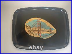 Vintage Couroc Monterey Serving Tray Golden Gate Bridge San Francisco