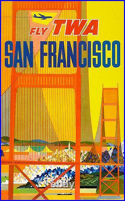 Vintage David Klein TWA Poster San Francisco California Mid Century Modern