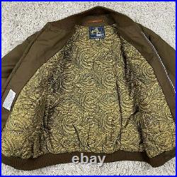 Vintage Derby of San Francisco Coco Brown Quilted Motif Lined Bomber Jacket 42