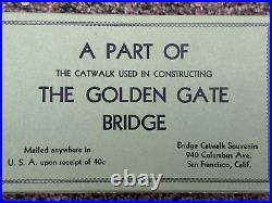Vintage GOLDEN GATE BRIDGE California Redwood CATWALK Wood Souvenir 1937 Mailer Vintage GOLDEN GATE BRIDGE California Redwood CATWALK Wood Souvenir 1937 Mailer