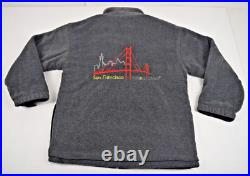 Vintage Jacket Reversible Size L 90s San Francisco California Gray Fleece Nylon