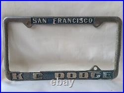 Vintage K C Dodge San Francisco California License Plate Frame 9223