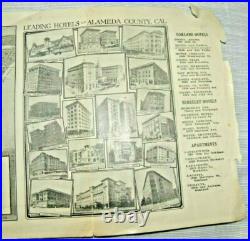 Vintage Lovely Map Maps San Francisco Bay Area Oakland Berkeley Hotels 1915