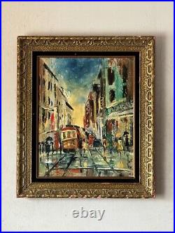 Vintage Modern Abstract San Francisco California Landscape Oil Painting Old 1962