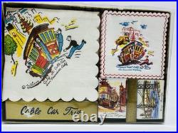 Vintage New San Francisco Cable Car Cocktail Napkins Coasters Matches Ted Lewy