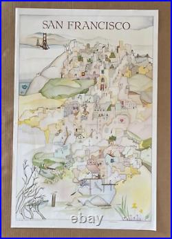 Vintage Original 1970s City Scenes San Francisco California Poster Drawing 70s