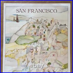 Vintage Original 1970s City Scenes San Francisco California Poster Drawing 70s