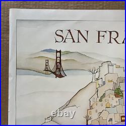 Vintage Original 1970s City Scenes San Francisco California Poster Drawing 70s