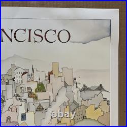 Vintage Original 1970s City Scenes San Francisco California Poster Drawing 70s