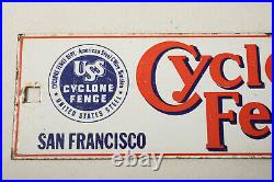 Vintage Porcelain Cyclone Fence Sign (E4R) San Francisco California 13.5 x4.25