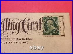 Vintage Private Mailing Card Act in 1898, with 1 cent B. Franklin stamp